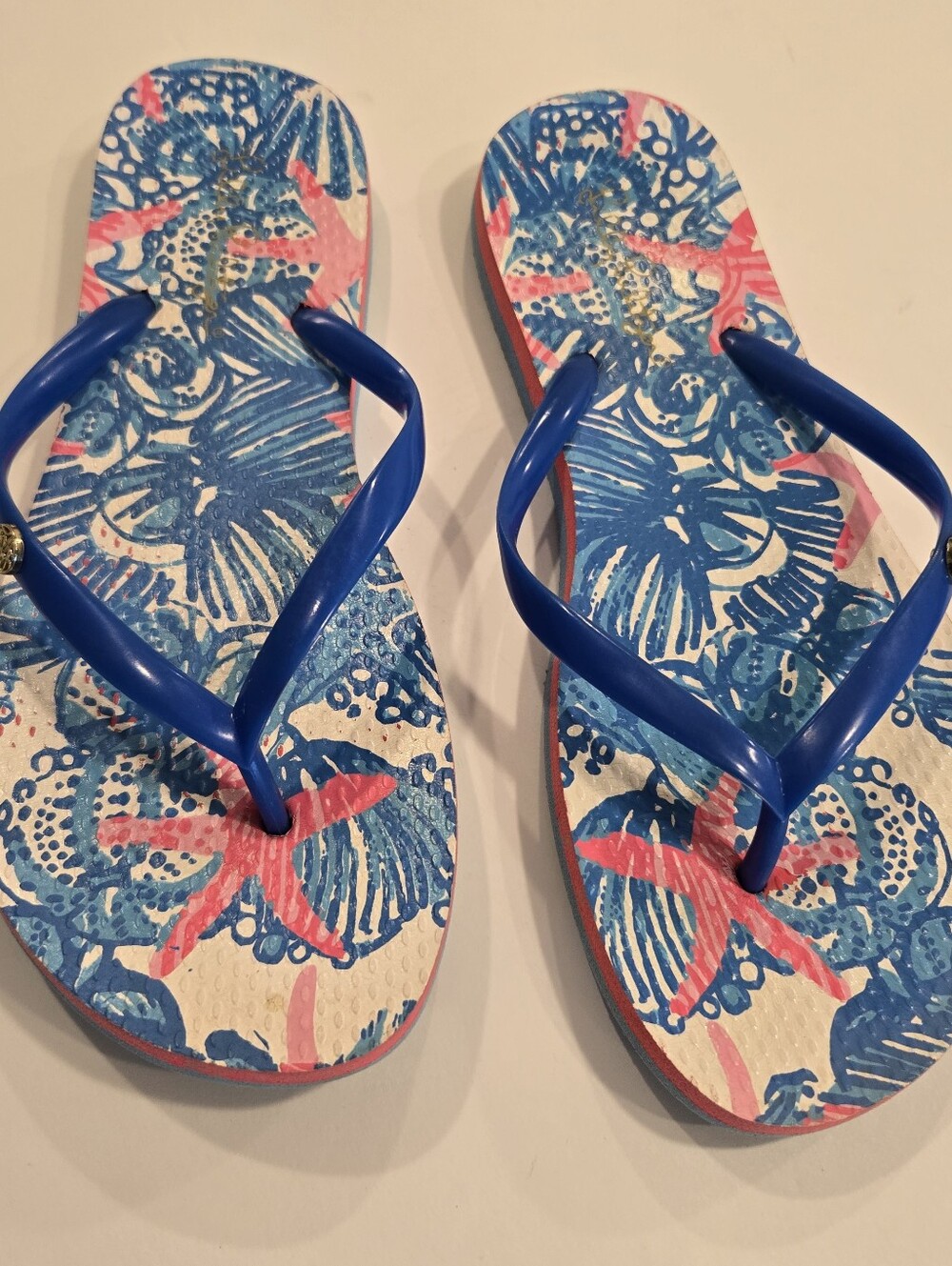 Lilly Pulitzer Blue & Pink Women's Flip Flop Sandals Sz 7 8